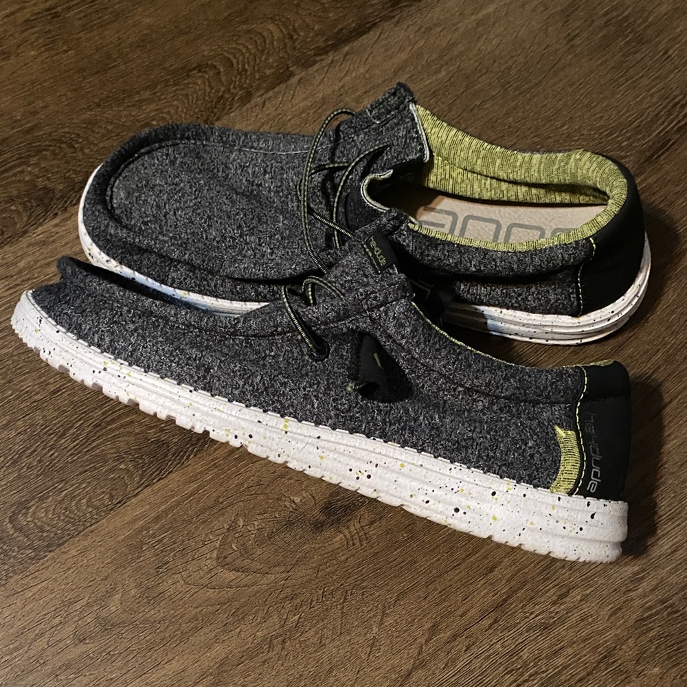 Hey Dude Men's Charcoal and Lime Loafers